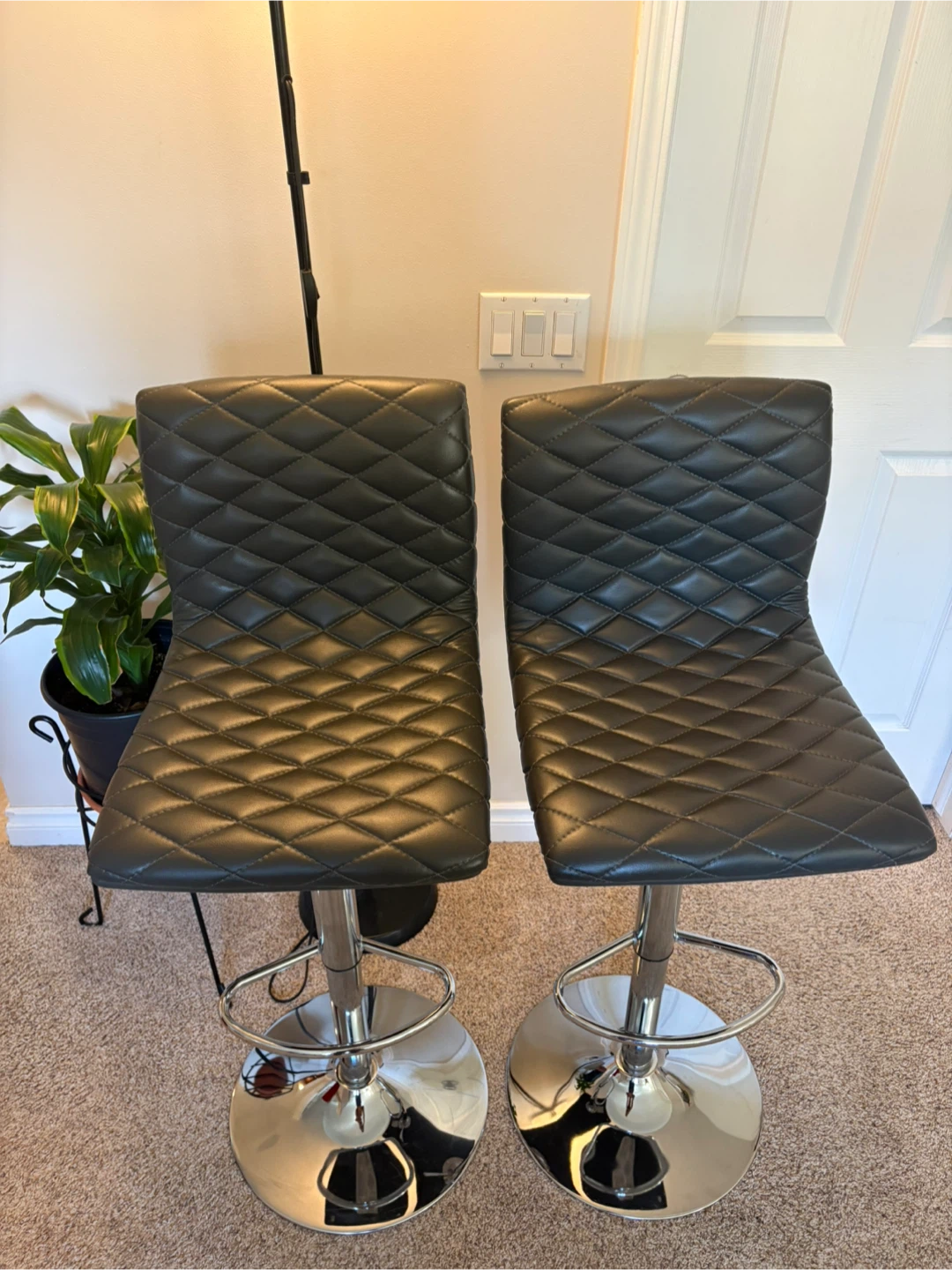 Set of 2 Grey Adjustable Bar Stools - photo 2