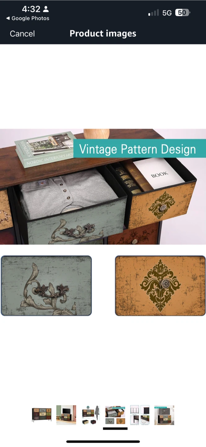 Vintage Pattern Dresser Chest with 9 Drawers - photo 4