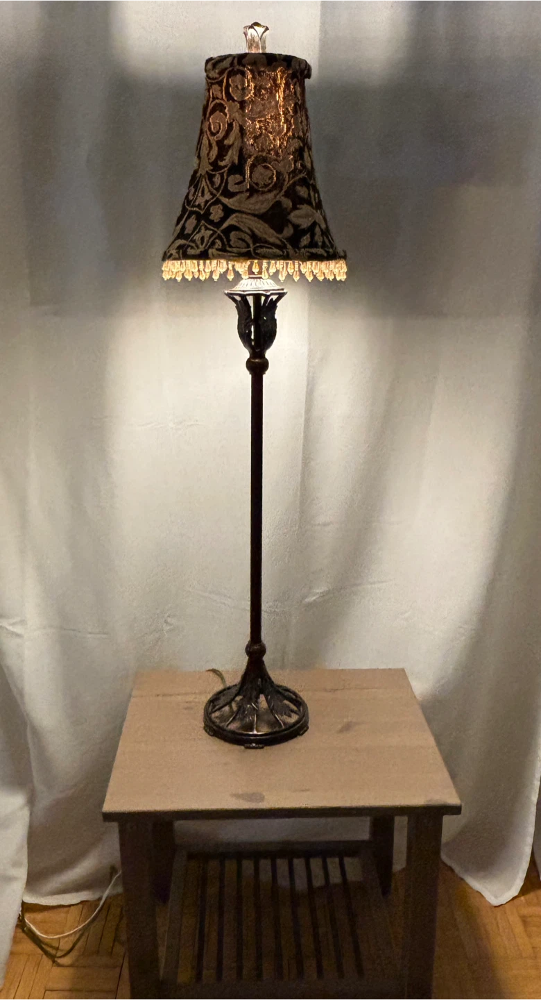 Decorative Table Lamp with Beaded Lampshade
