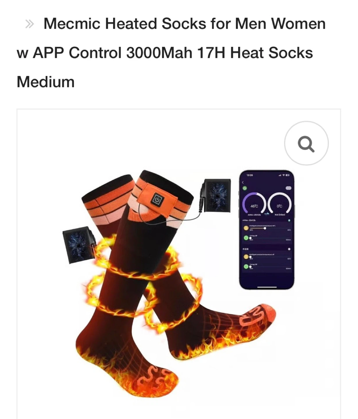 Mecmic Heated Socks Medium w APP Control - photo 4