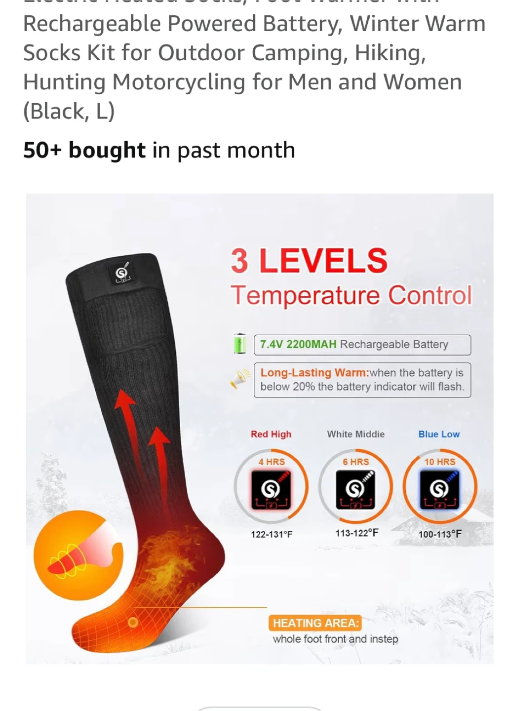 Sunwill Electric Heated Socks - Black, L - photo 3