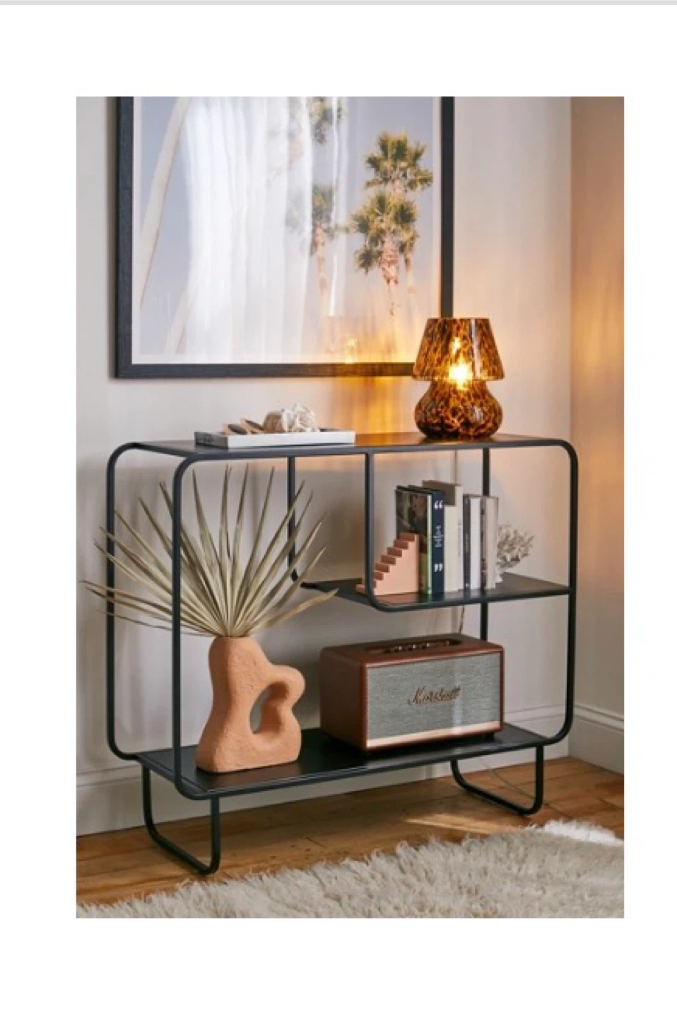 Black Metal 2-Tier Shelf Unit