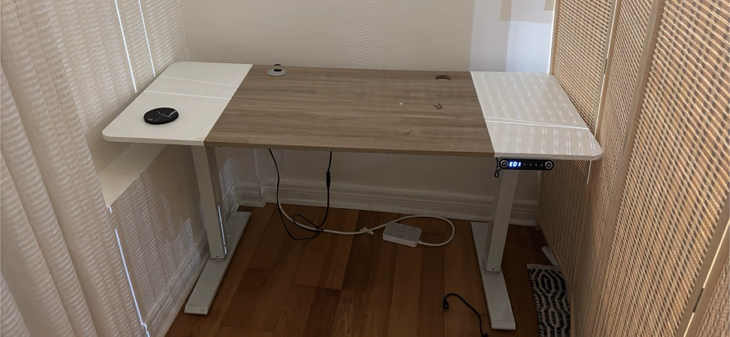 Standing Desk with White and Wood Top