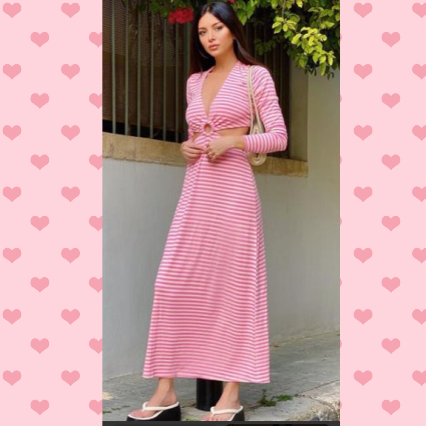 AFRM Harlee Cutout Dress in Pink Stripe Size Small