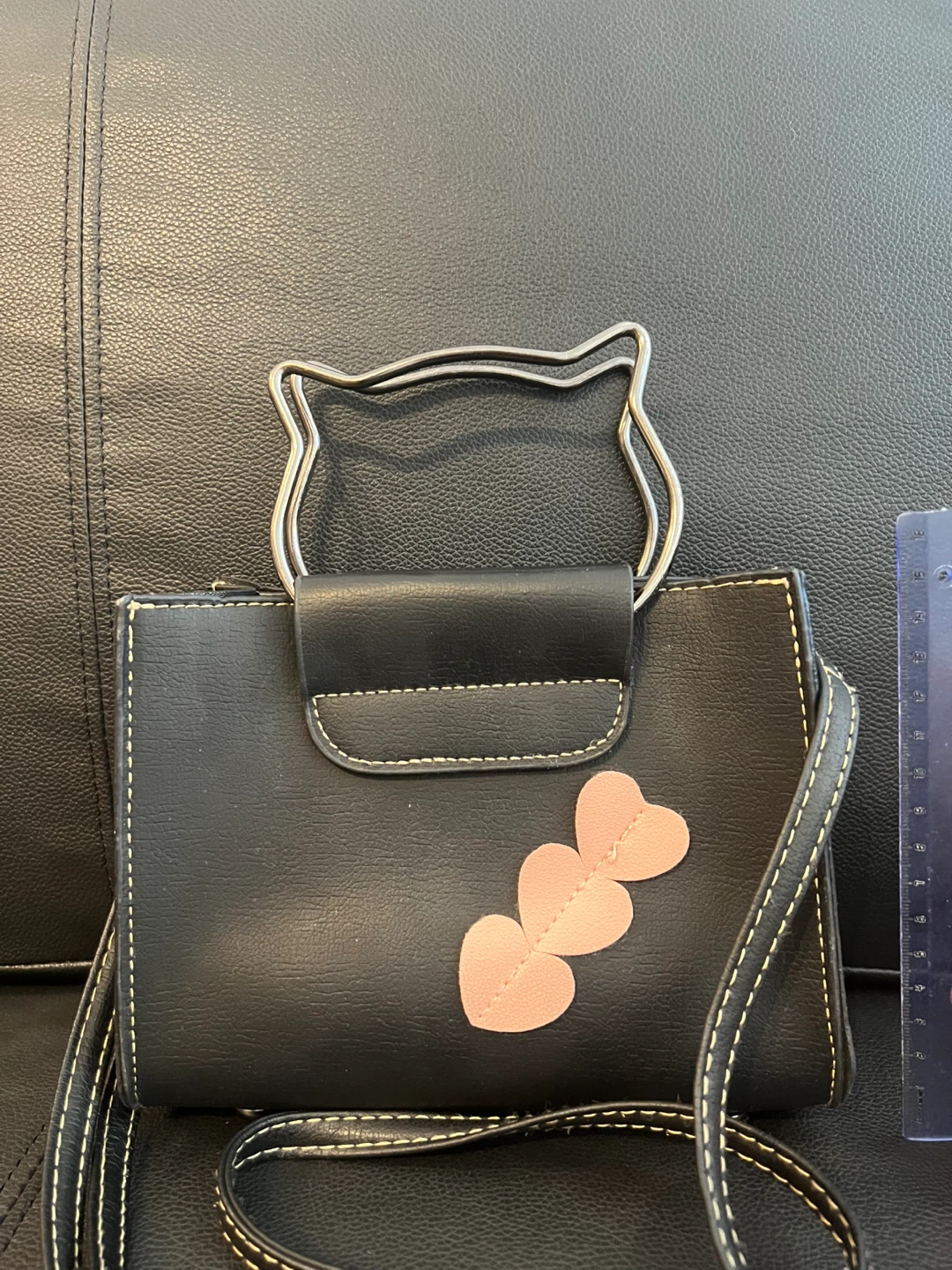 Black Handbag with Cat Ear Handles - photo 2