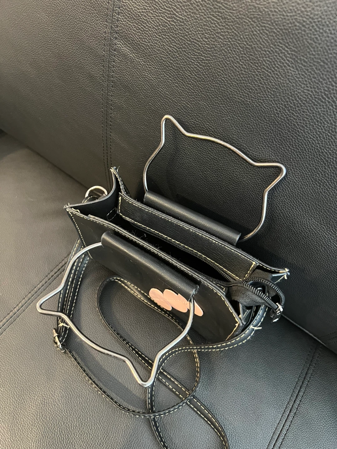 Black Handbag with Cat Ear Handles - photo 4