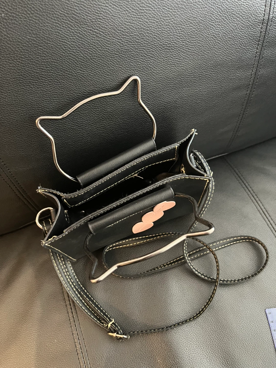 Black Handbag with Cat Ear Handles - photo 3