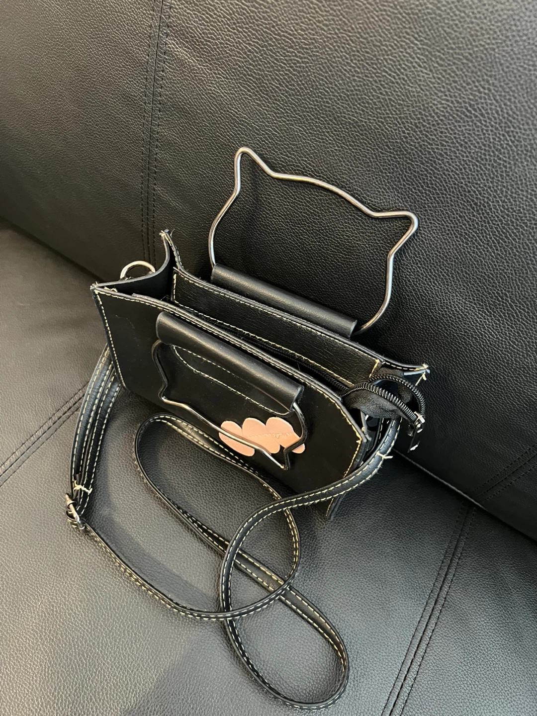 Black Handbag with Cat Ear Handles - photo 5