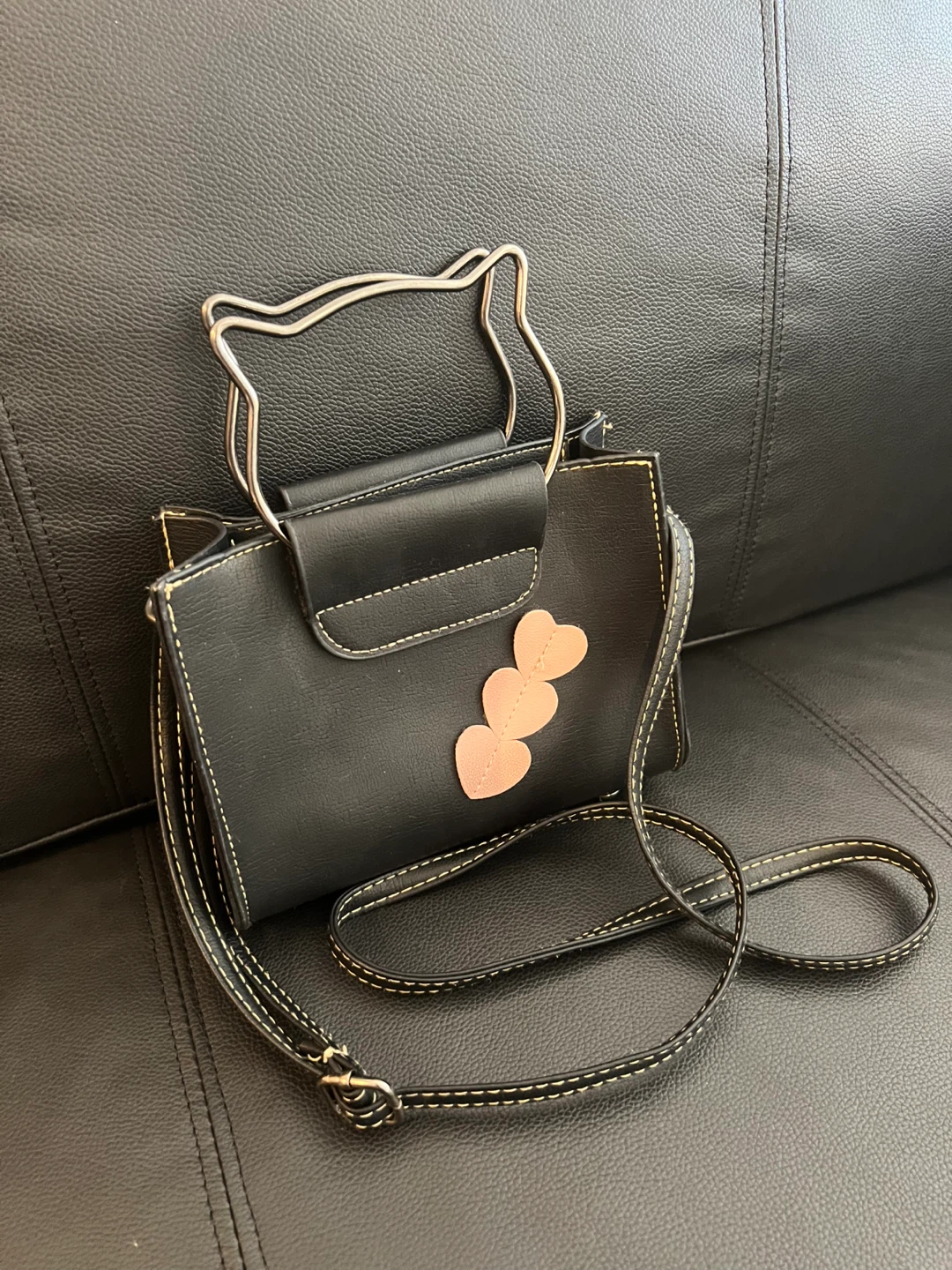 Black Handbag with Cat Ear Handles