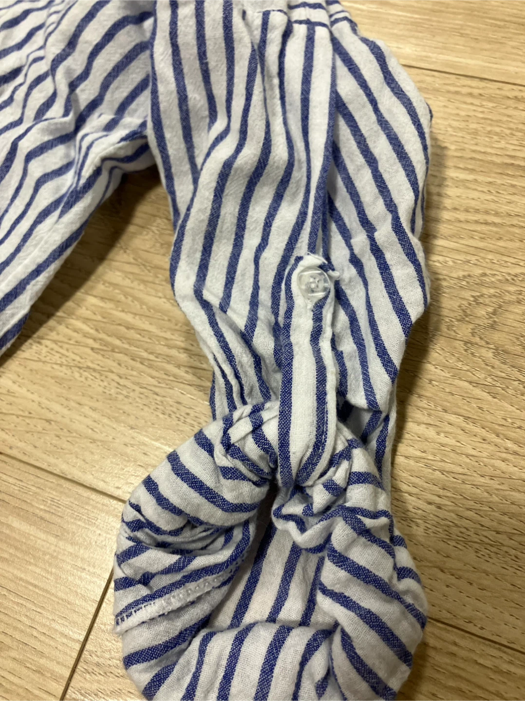 Striped top long sleeve blouse button shirt garage sale