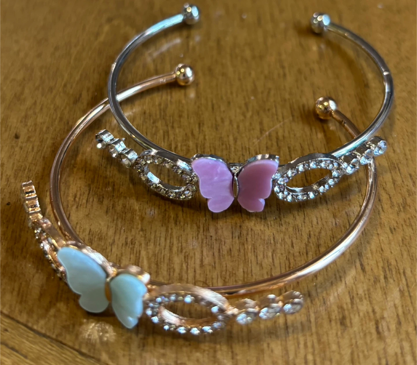 NEW Set of 2 Butterfly Bracelets - Rose Gold & Silver Tones