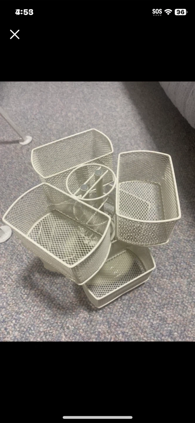 White Mesh Rotating Desk Organizer
