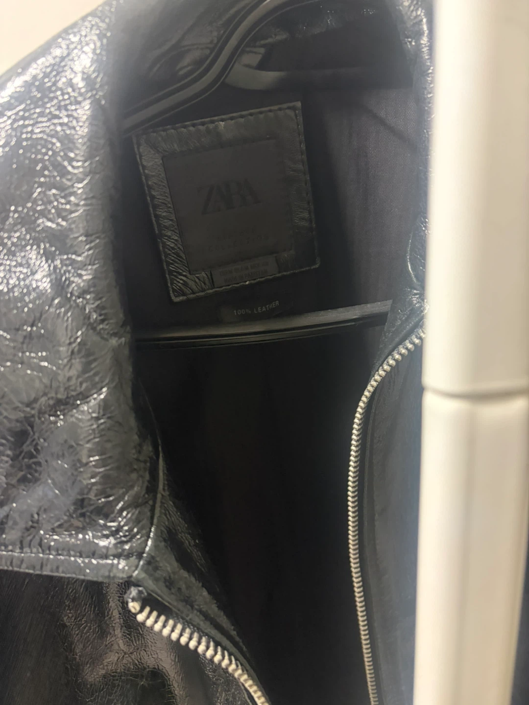 ZARA Black 100% Leather Moto Jacket