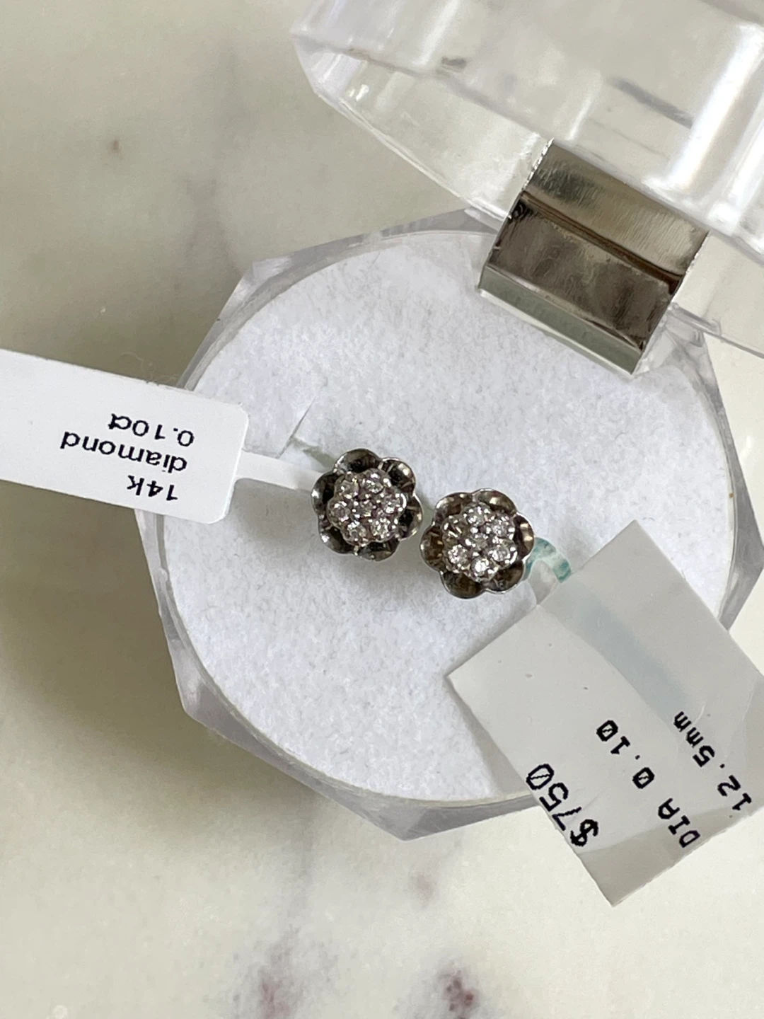 14k White Gold Natural Diamond earrings- Appraisal included - photo 3