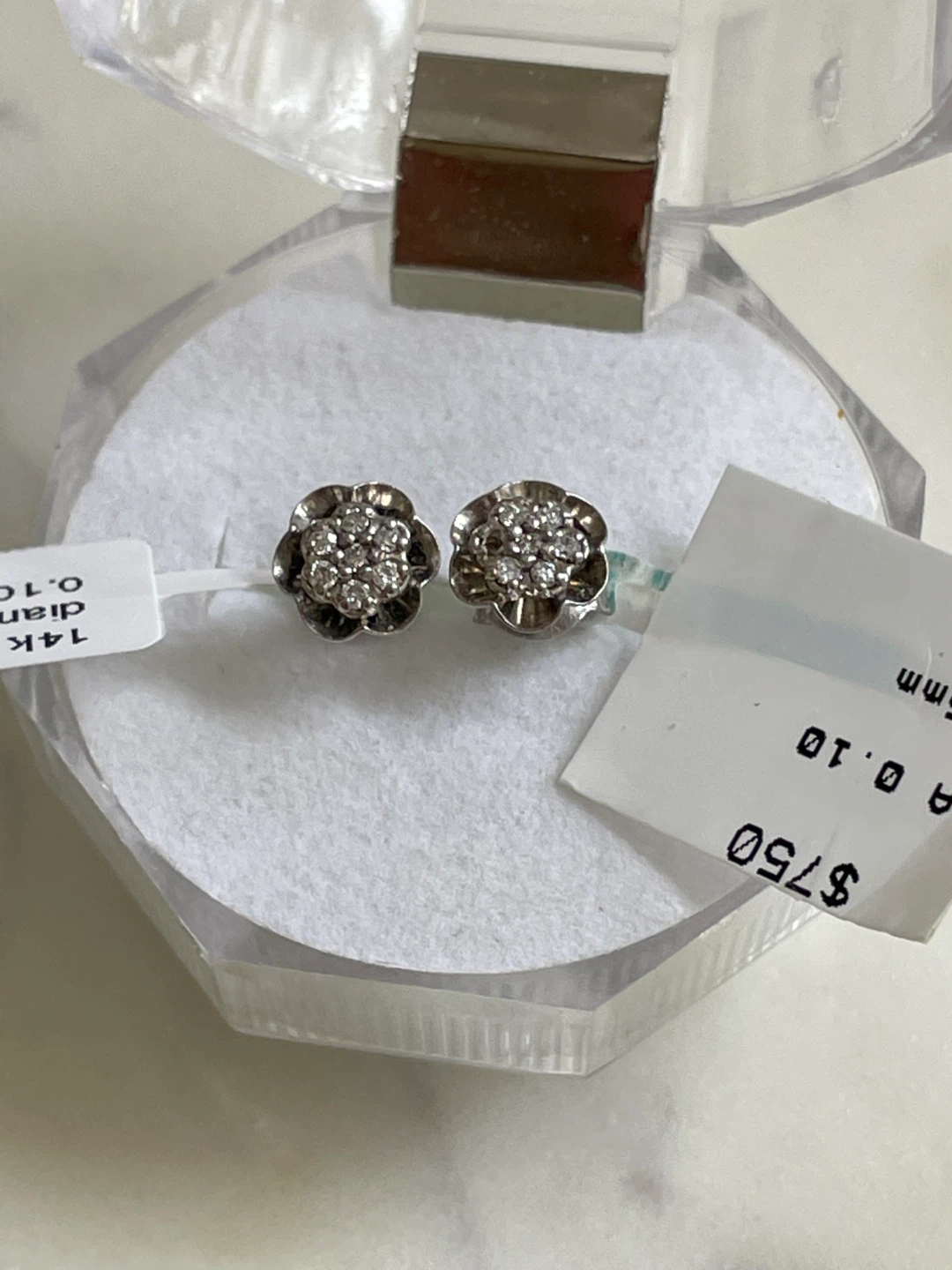 14k White Gold Natural Diamond earrings- Appraisal included