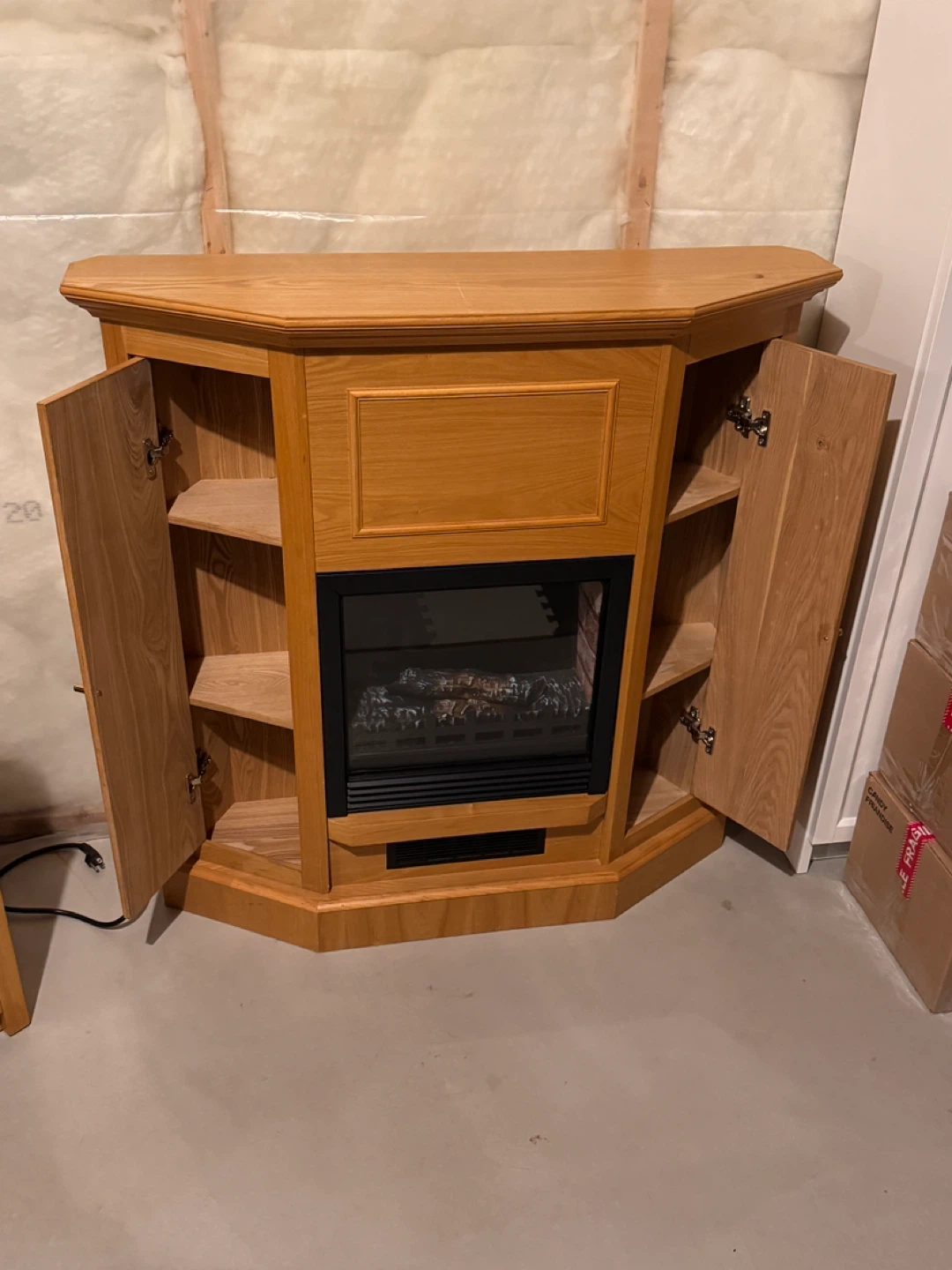 Corner Electric Fireplace with Cabinet Storage - photo 2