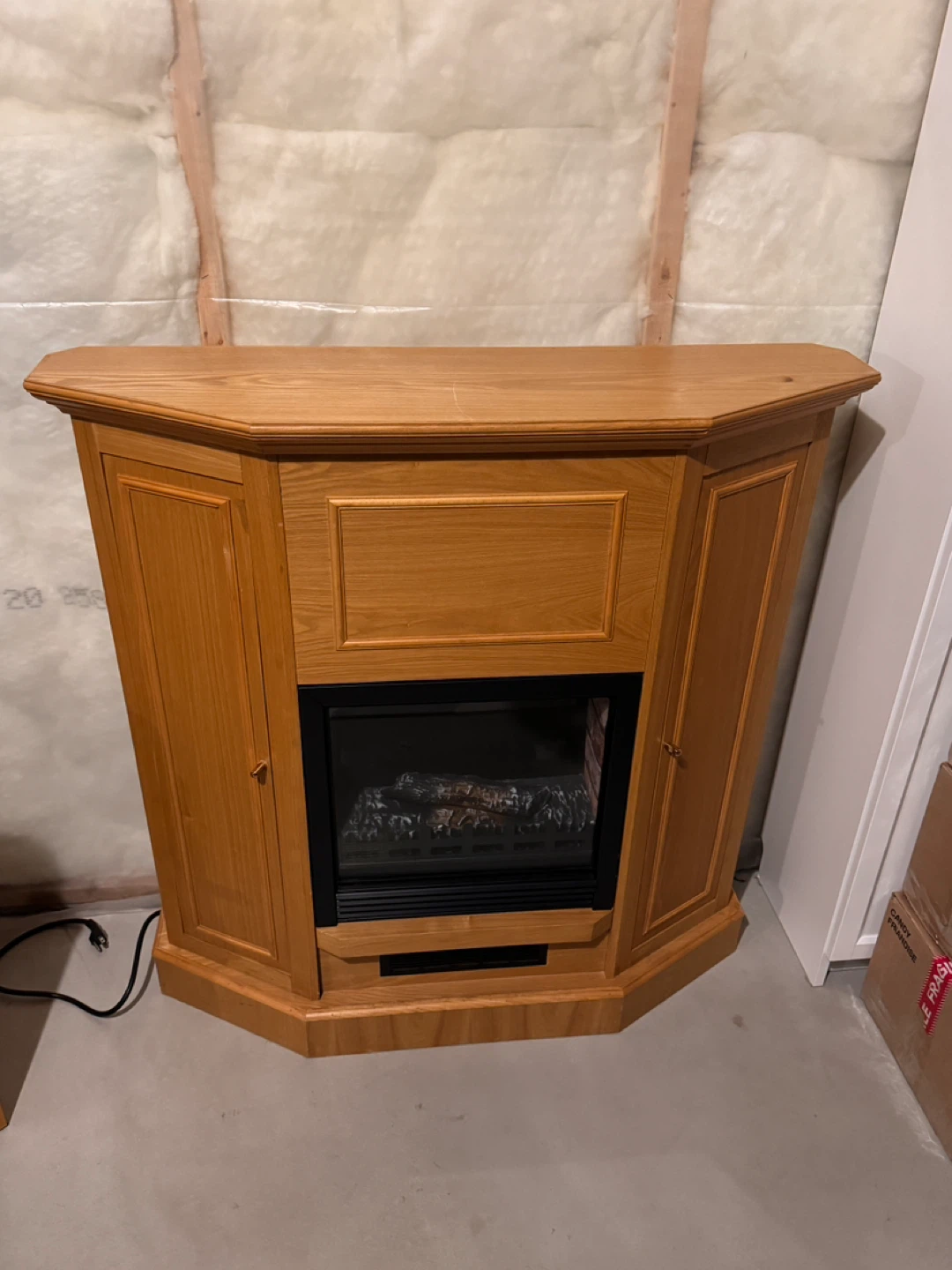 Corner Electric Fireplace with Cabinet Storage