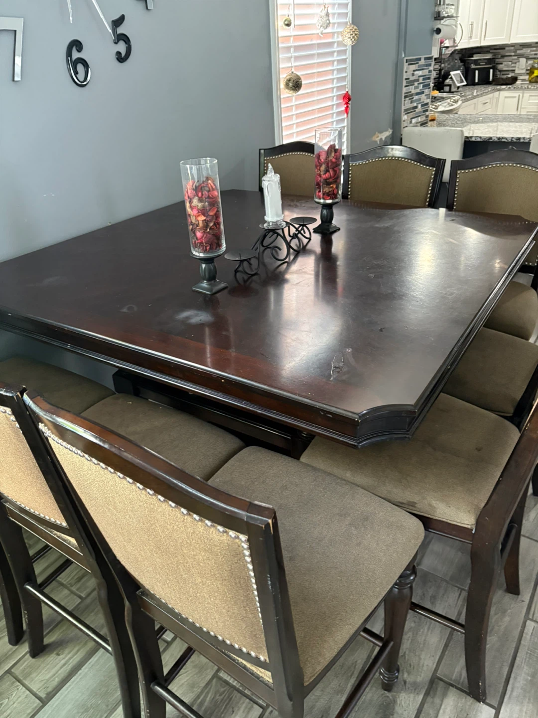 Square Dining Table with 8