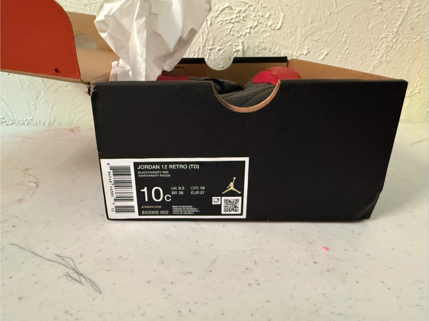 Jordan 12 Retro TD Toddler Shoes Black Red - photo 2