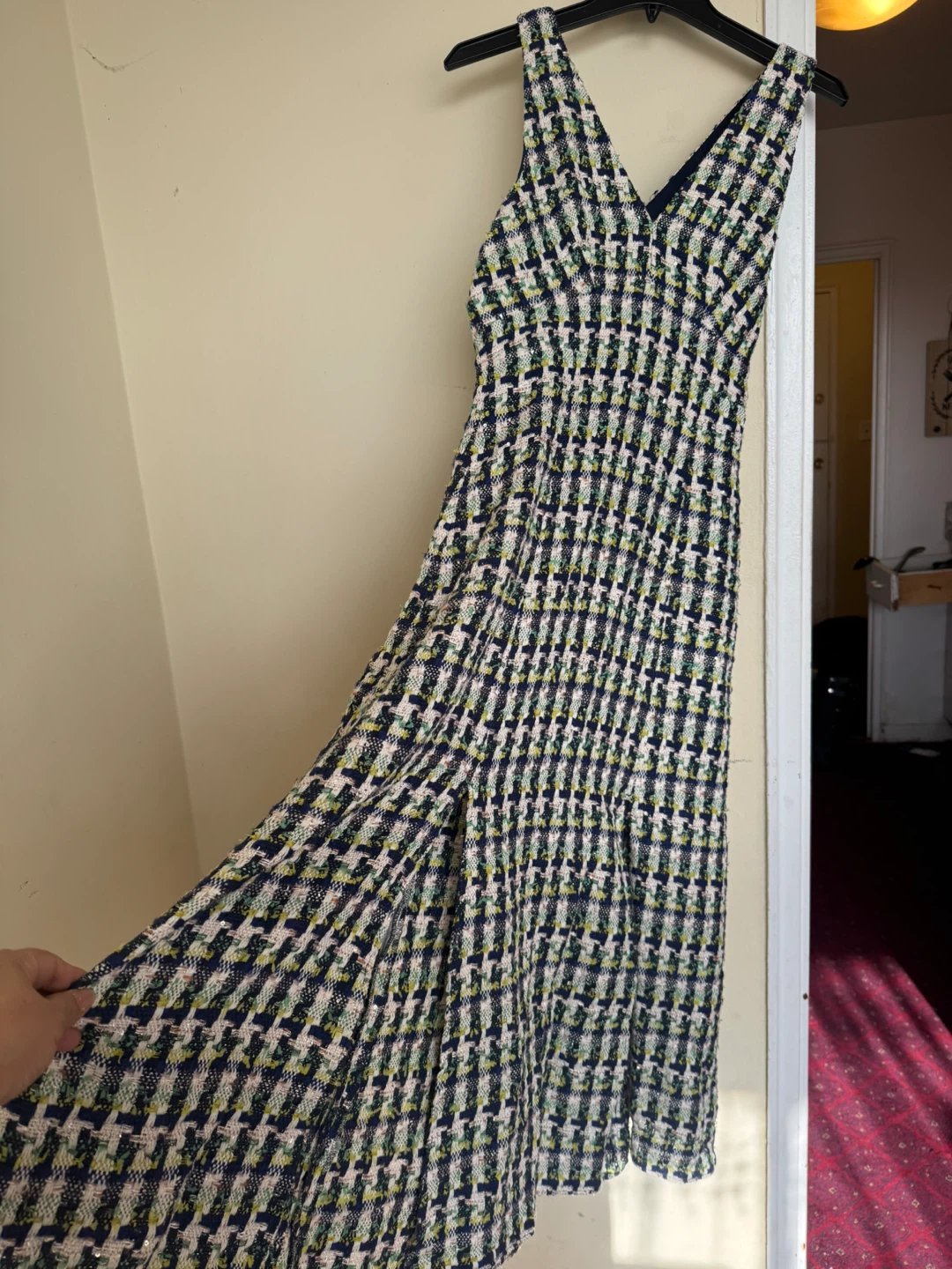 Tweed Maxi Dress with V-Neck - photo 2