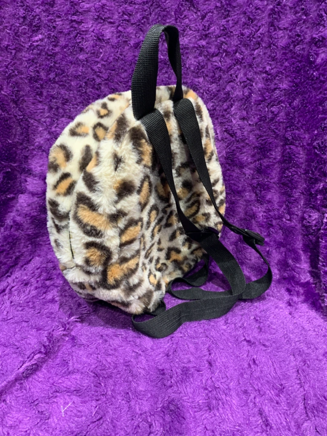 Faux Fur Leopard Print Mini Backpack - photo 2