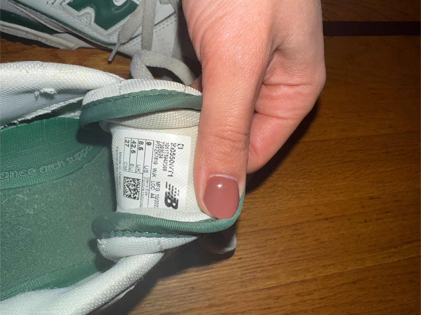 New Balance 550 White Green Sneakers Size 8.5 - photo 4