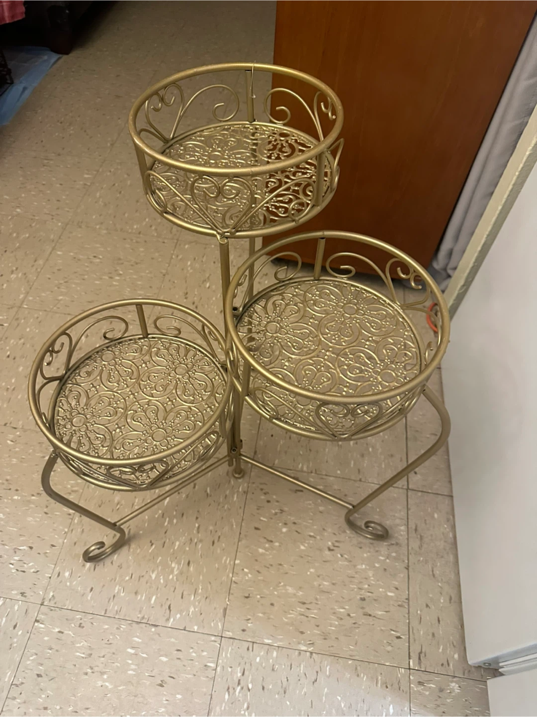 Gold Metal Tiered Plant Stand