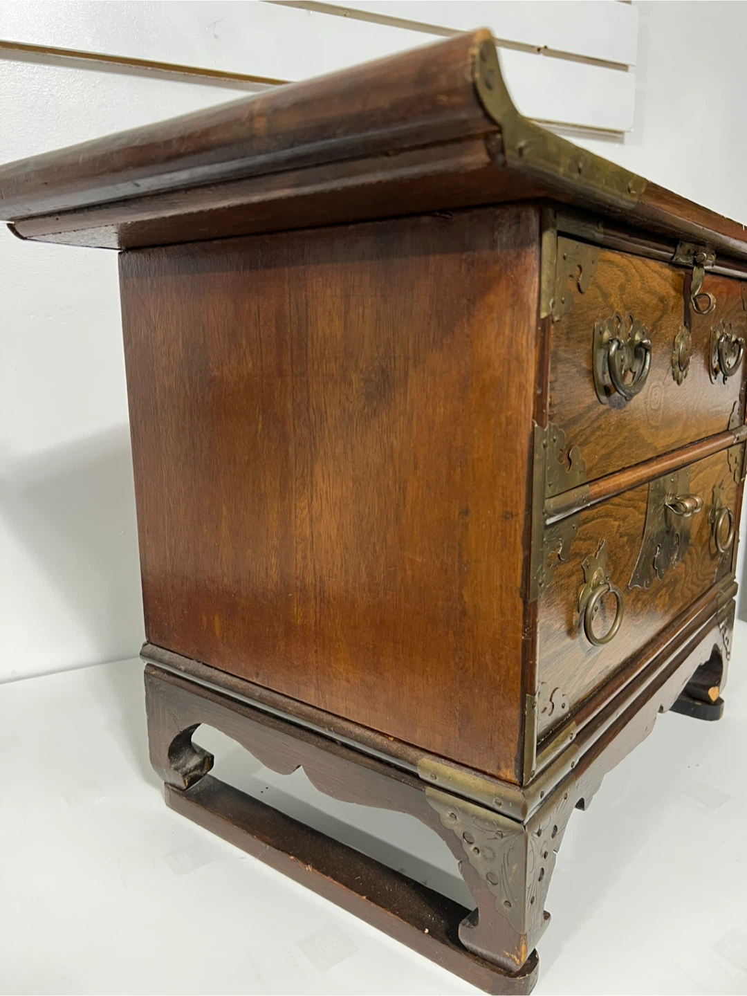 Korean Antique (Vintage Wooden) Chest with Brass Accents - photo 2