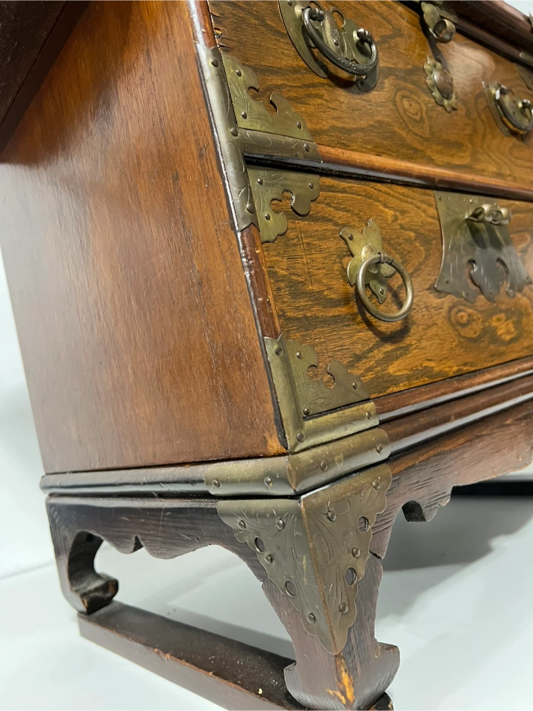 Korean Antique (Vintage Wooden) Chest with Brass Accents - photo 5