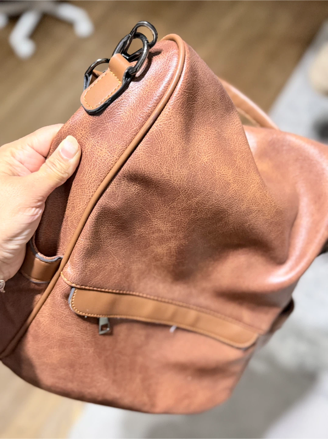 Brown Faux Leather Backpack