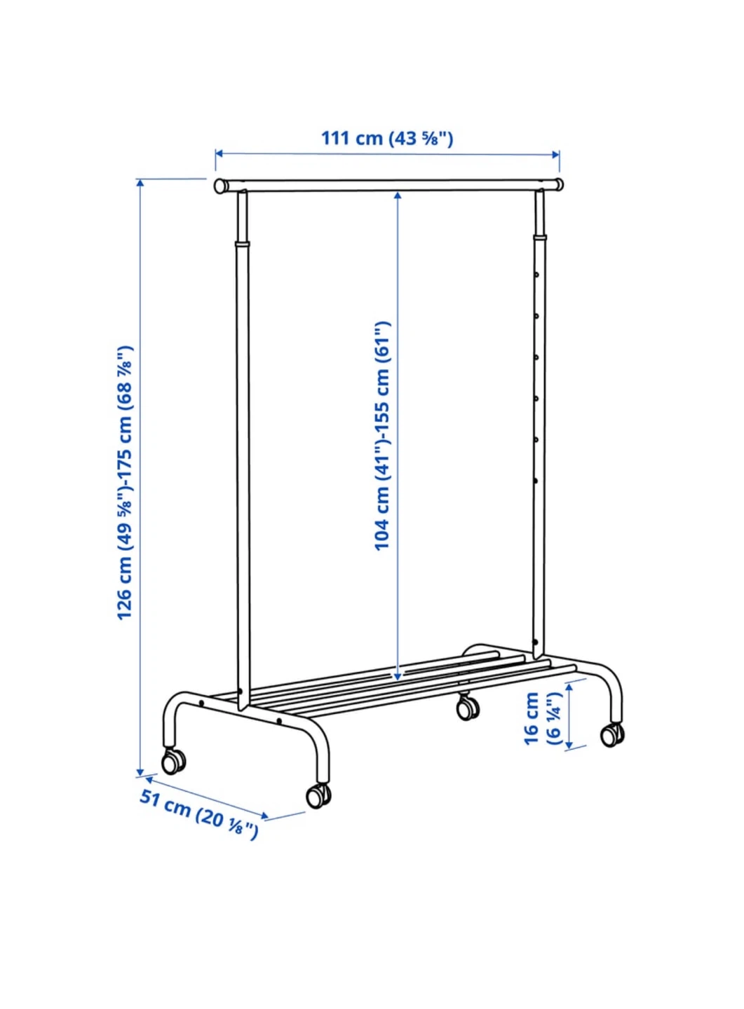 White Garment Rack with Wheels - photo 3