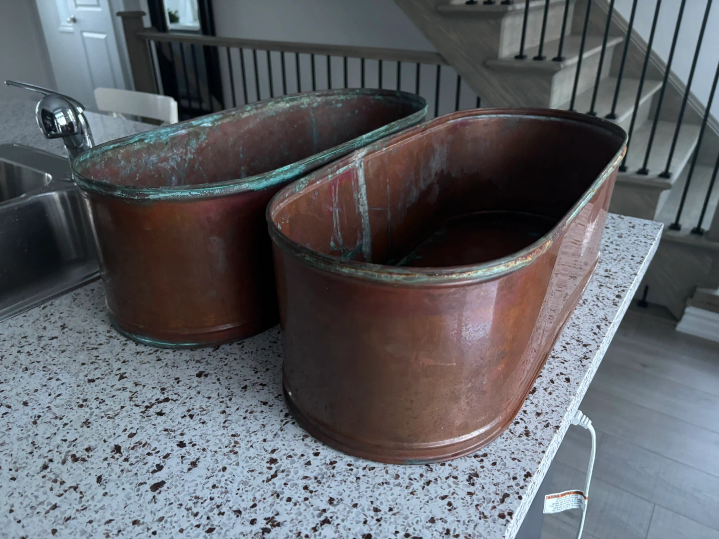 Copper planter tubs