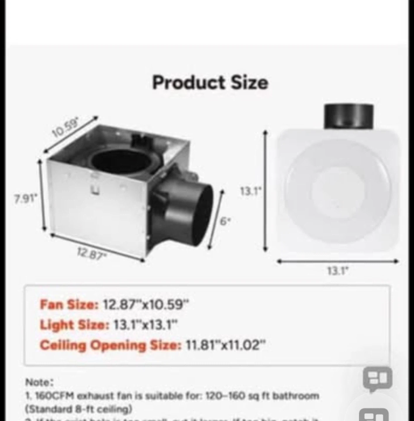 Broan 160CFM Bath Fan with Humidity Sensor, 3CCT & Night Light - photo 3