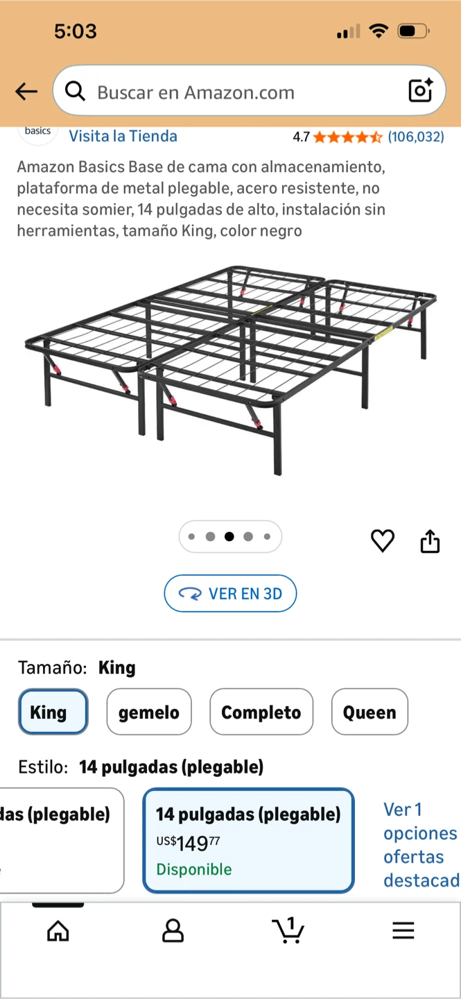 Amazon Basics King Foldable Metal Bed Frame