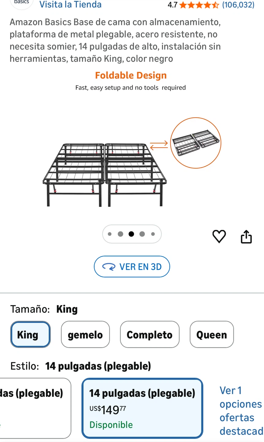 Amazon Basics King Foldable Metal Bed Frame - photo 2