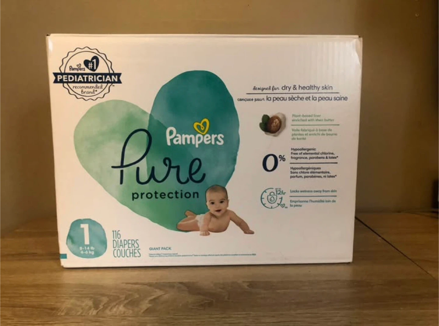 Pampers Pure Protection Diapers Size 1, 116 Count