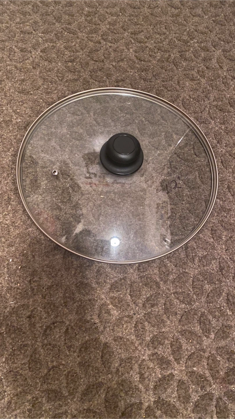 12" Glass Pot Lid with Black Knob