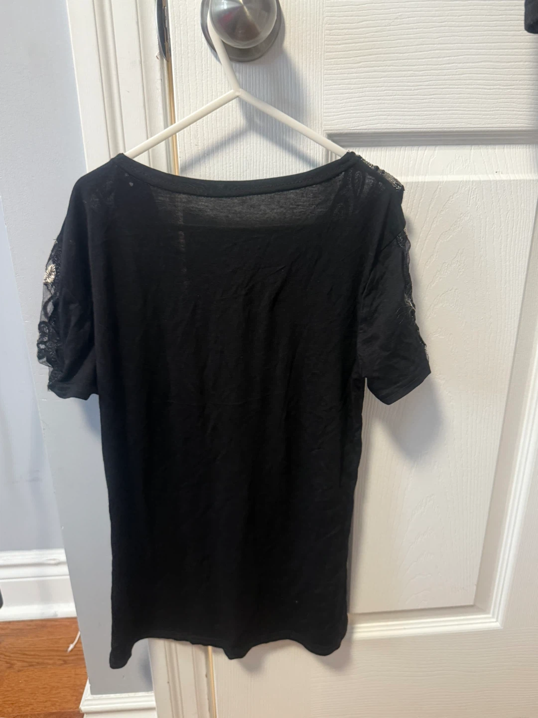 Black Embellished V-Neck T-Shirt - photo 2