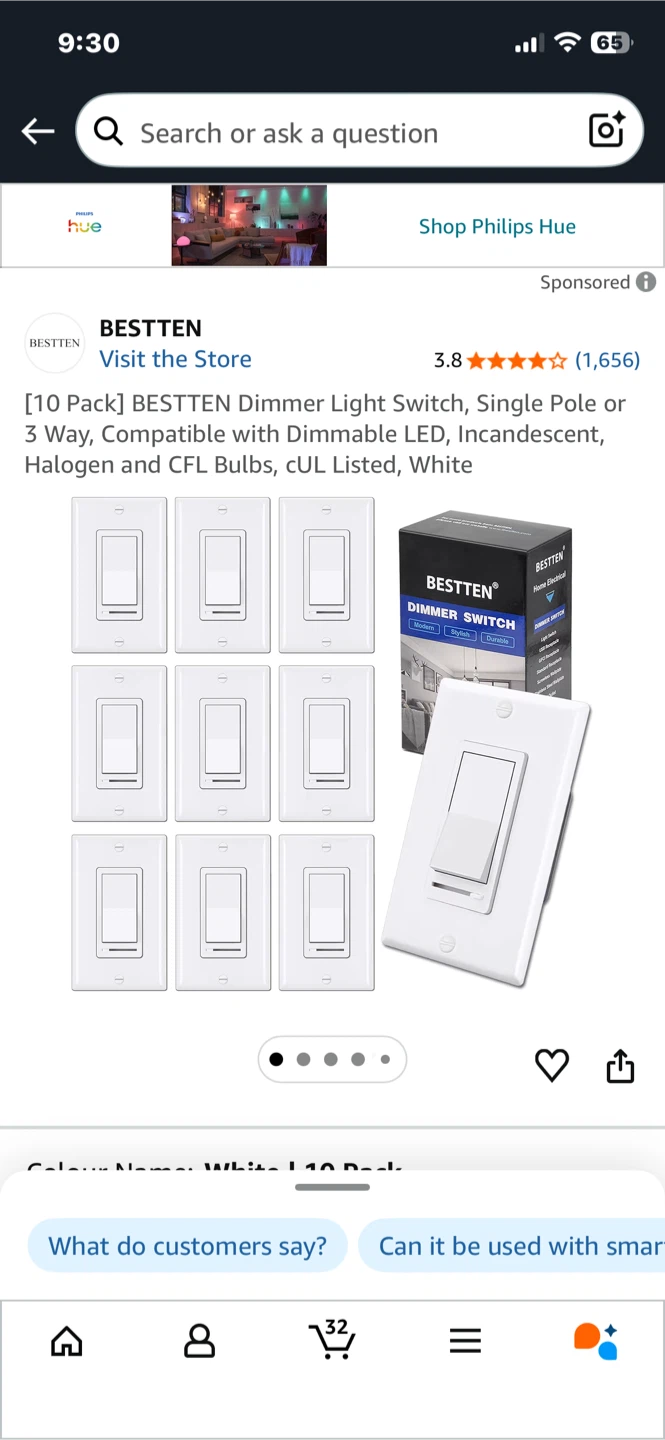 BESTTEN Dimmer Light Switch - White - photo 3