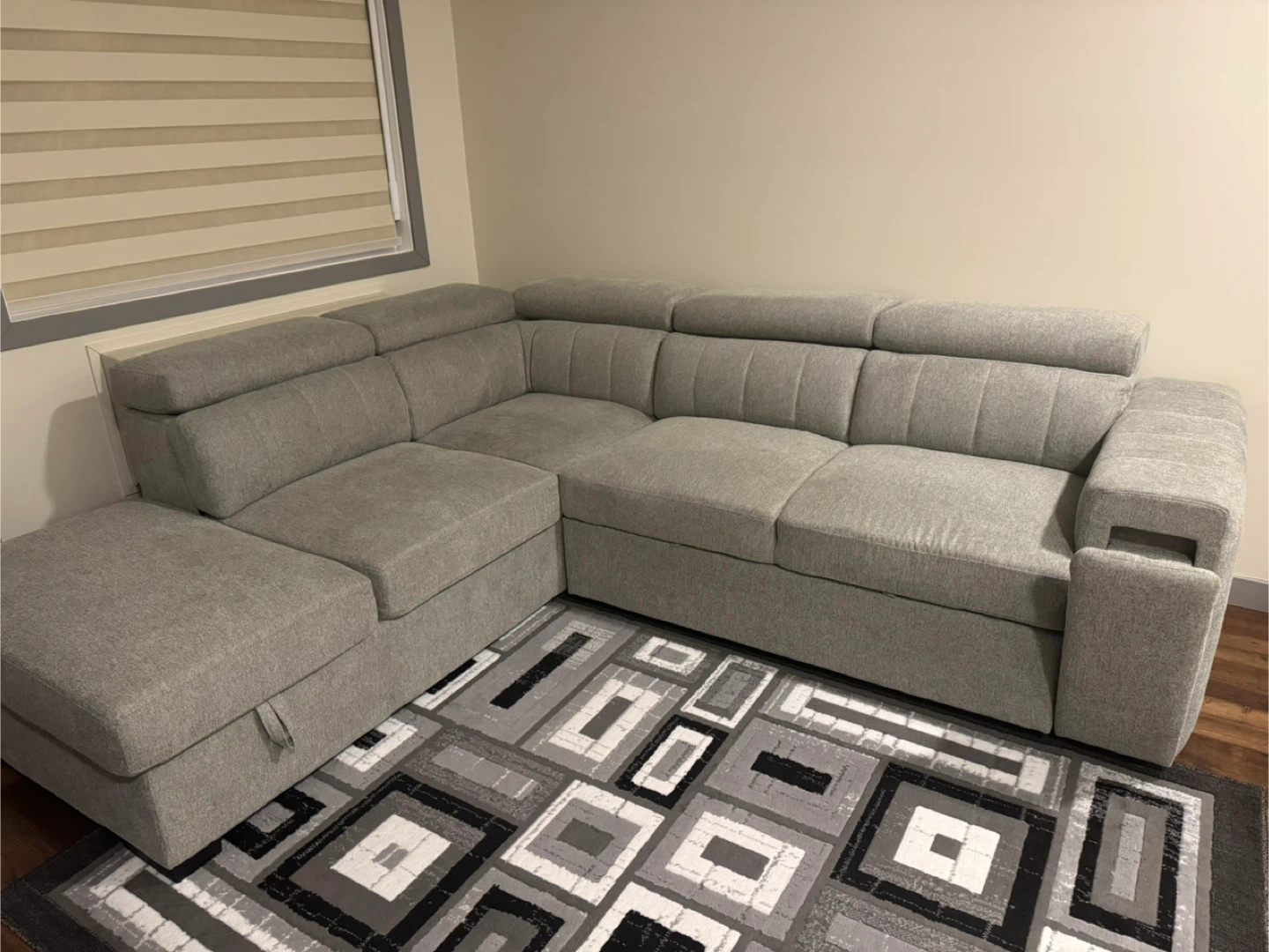 Grey Sectional Sofa with Storage and Cup Holders - photo 2