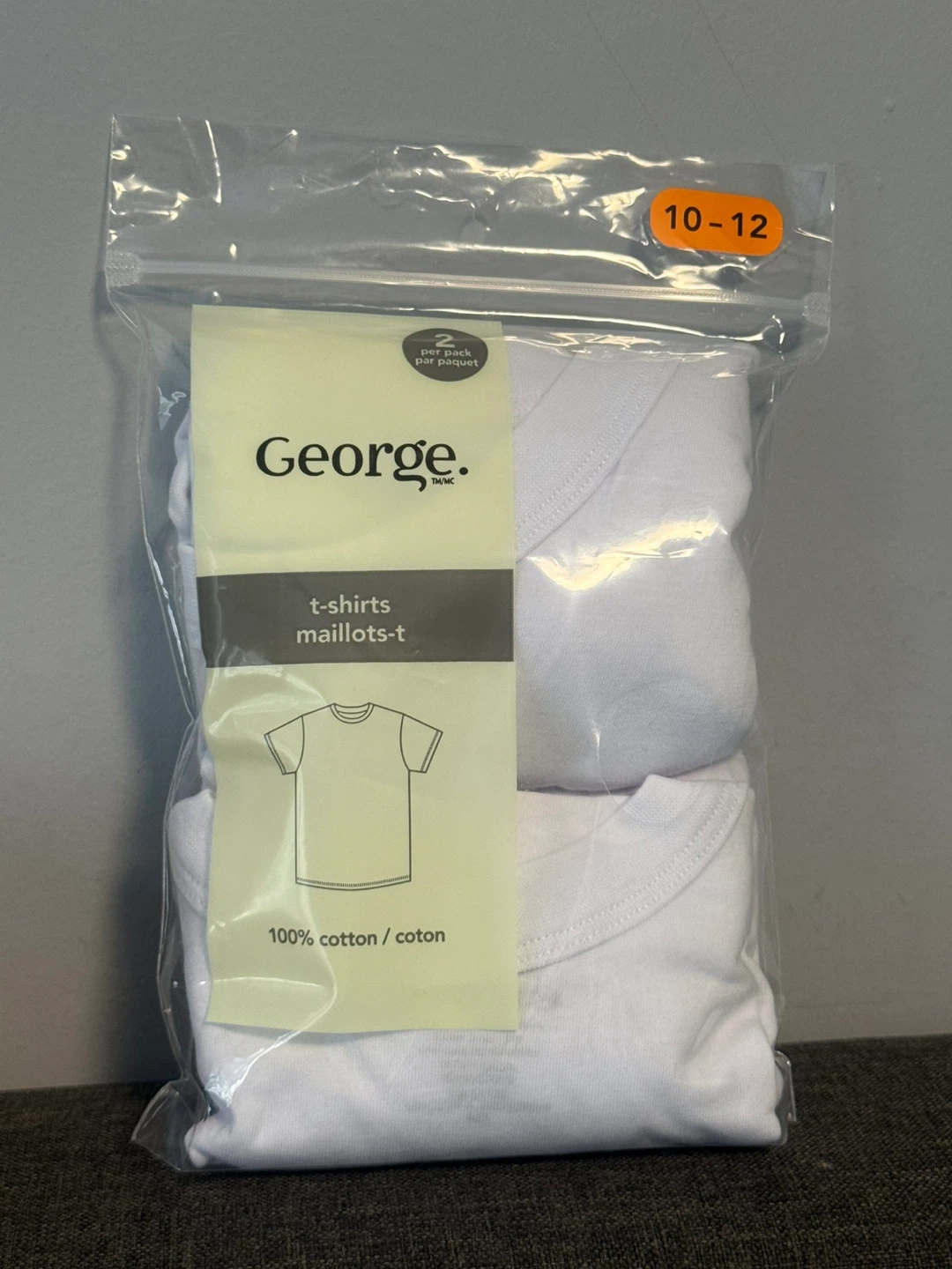George. Boys' White T-Shirts 2 Pack Size 10-12