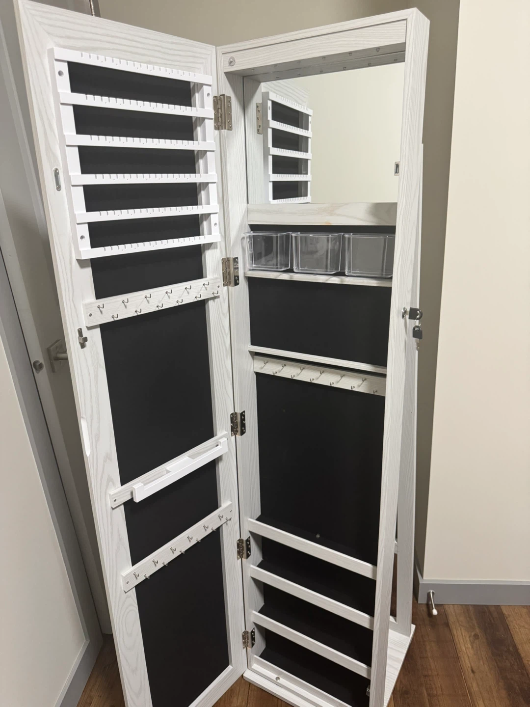 White Mirrored Jewellery Cabinet with Stand - photo 4