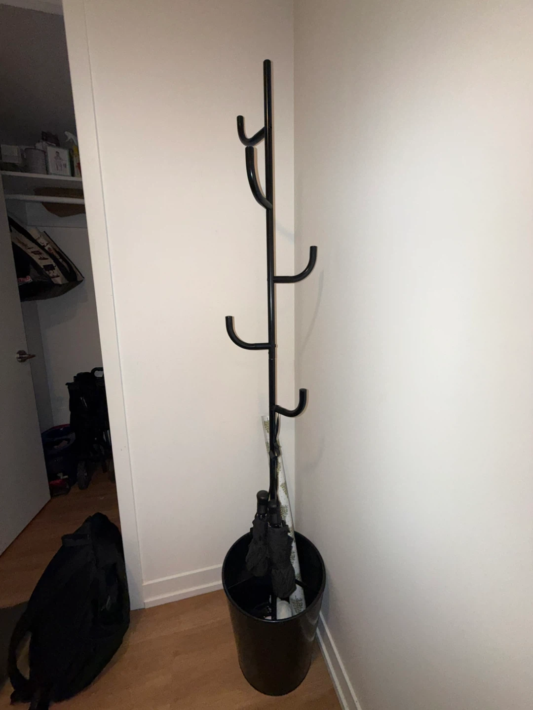 Black Coat Rack with Umbrella Stand