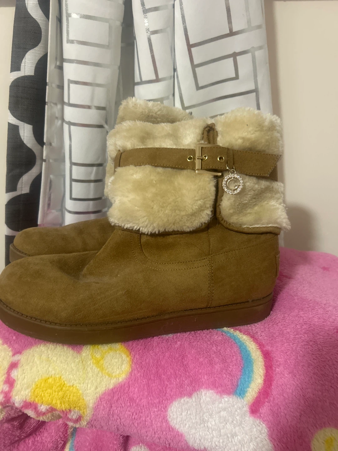 GUESS Women's Brown Suede Fur Lined Boots Size 9 - photo 2