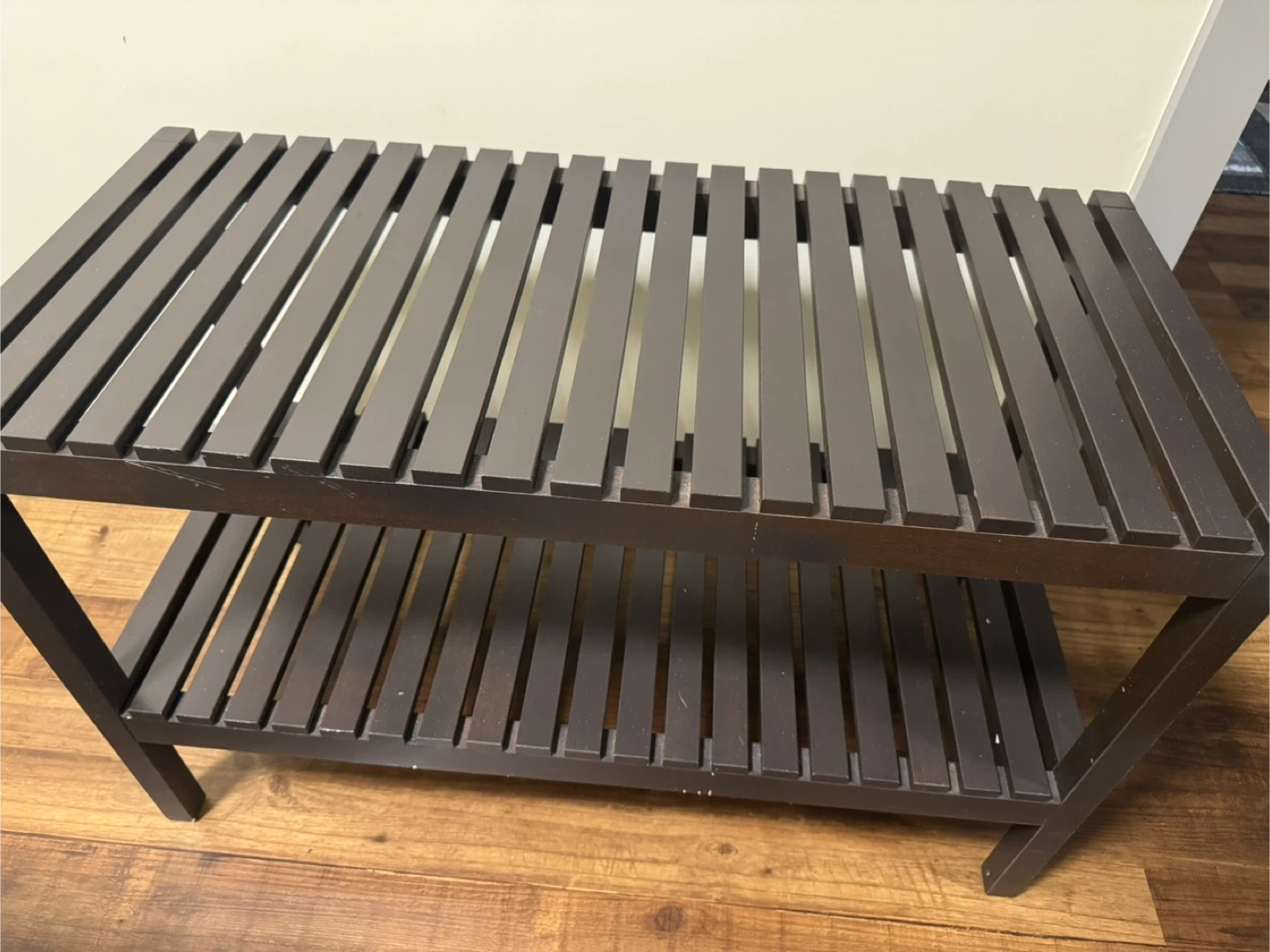 Dark Brown 2-Tier Slat Shelf Unit - photo 2