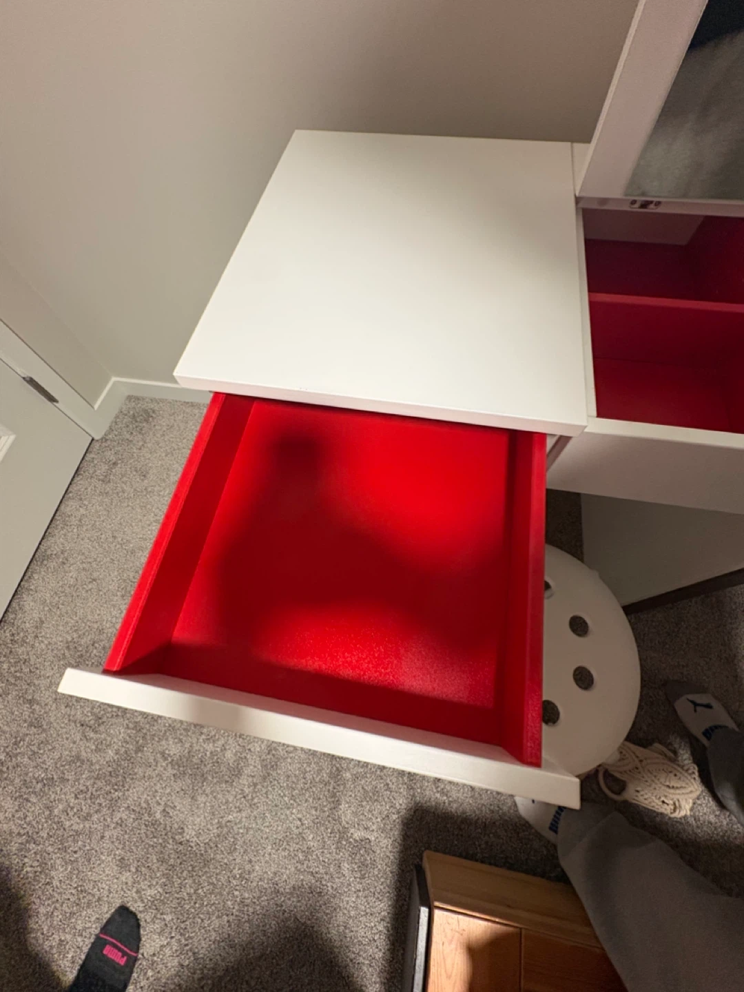 White Vanity Desk with Mirror and stool - photo 5