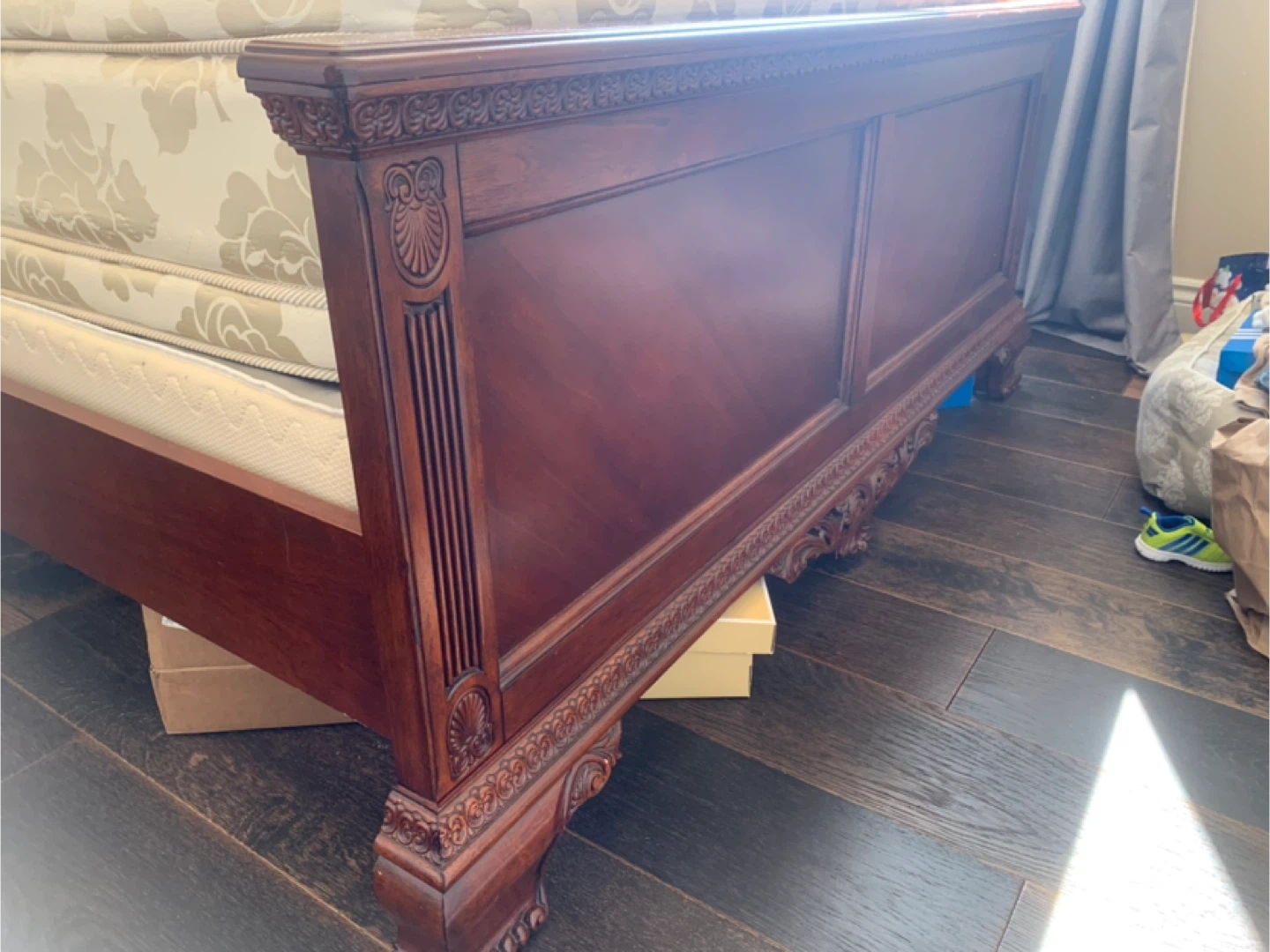 Wooden Bed Frame with Nightstand - photo 2