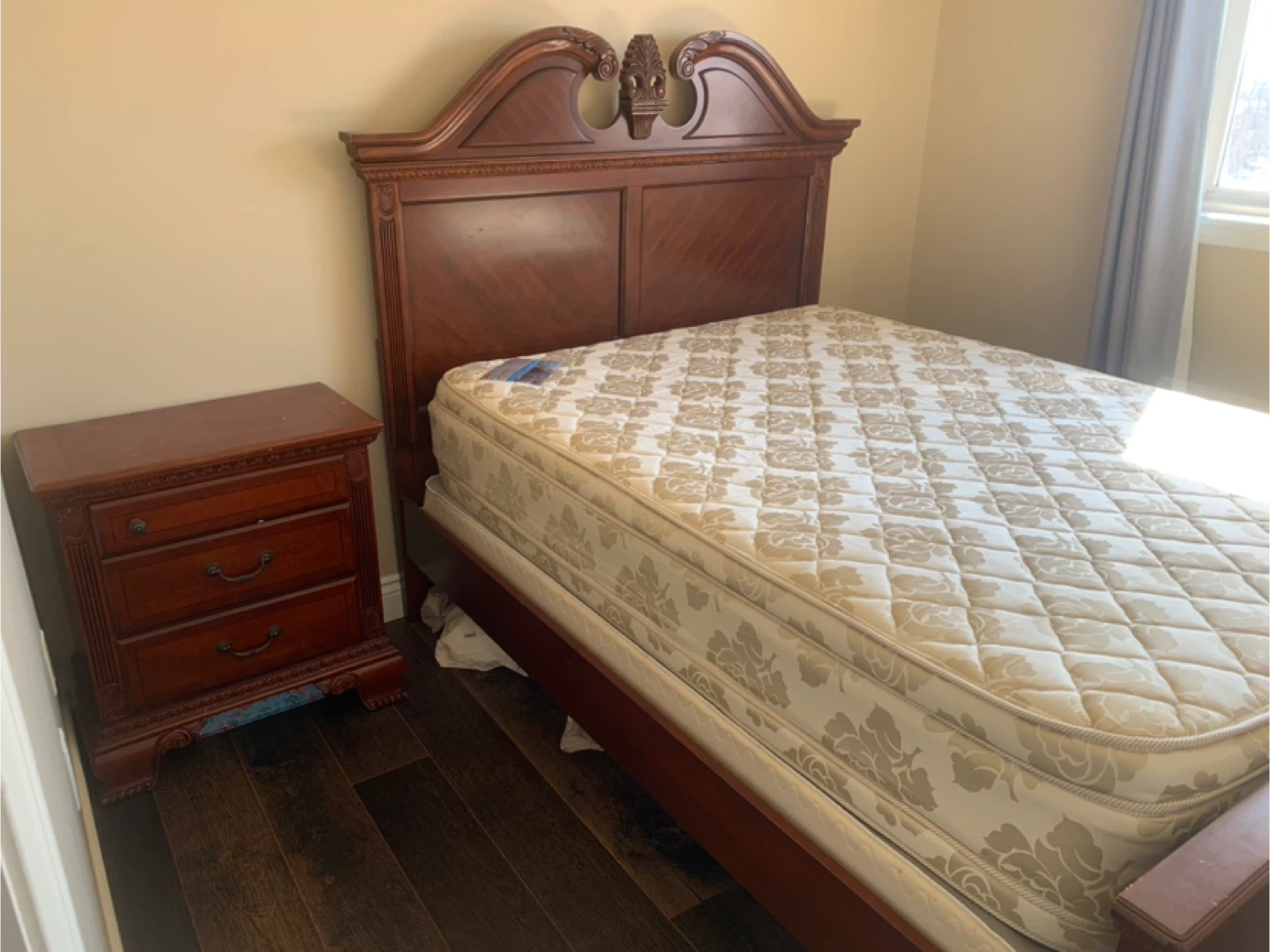 Wooden Bed Frame with Nightstand