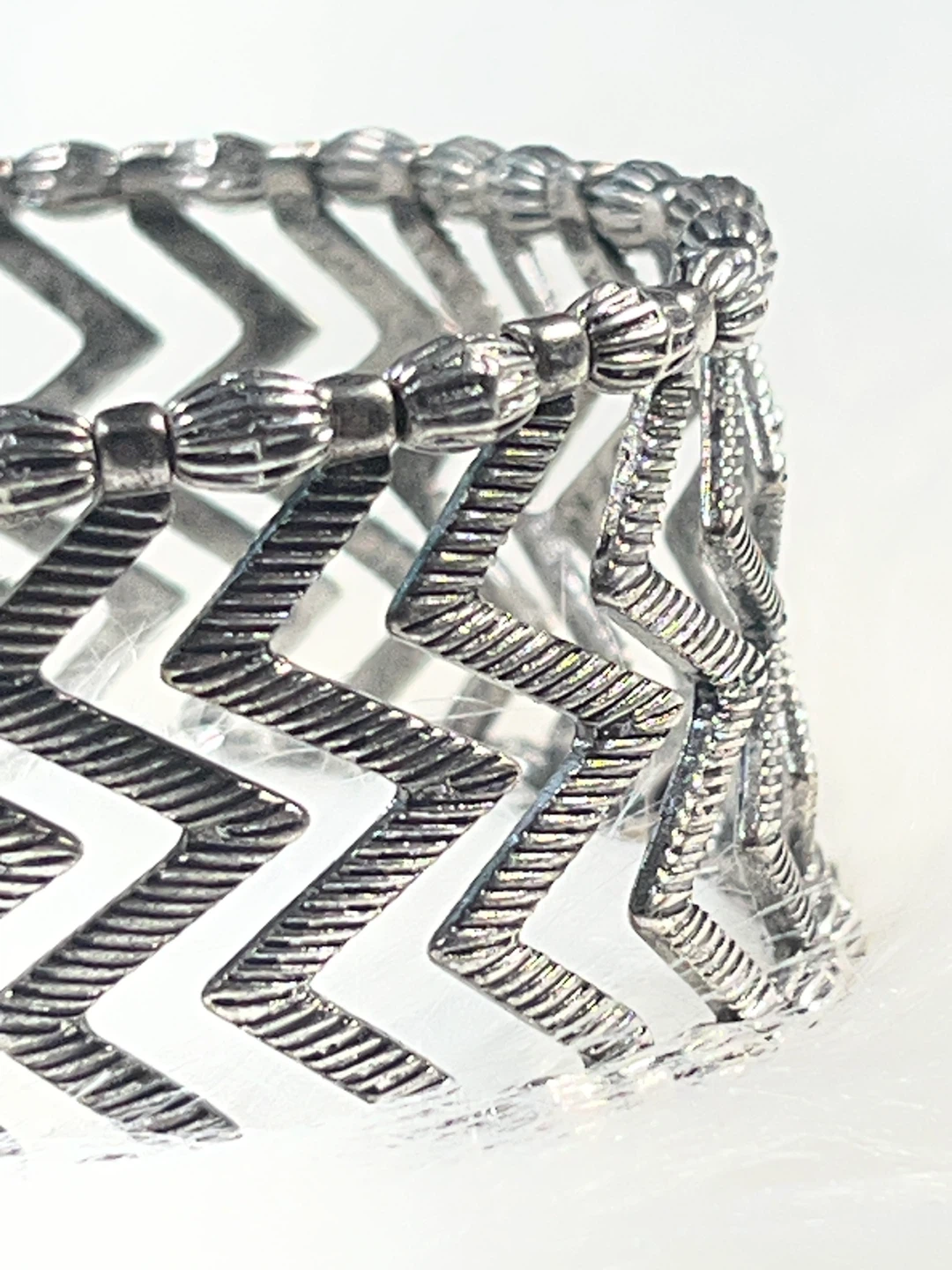 Silver Chevron Zig Zag Cuff Bracelet - photo 3