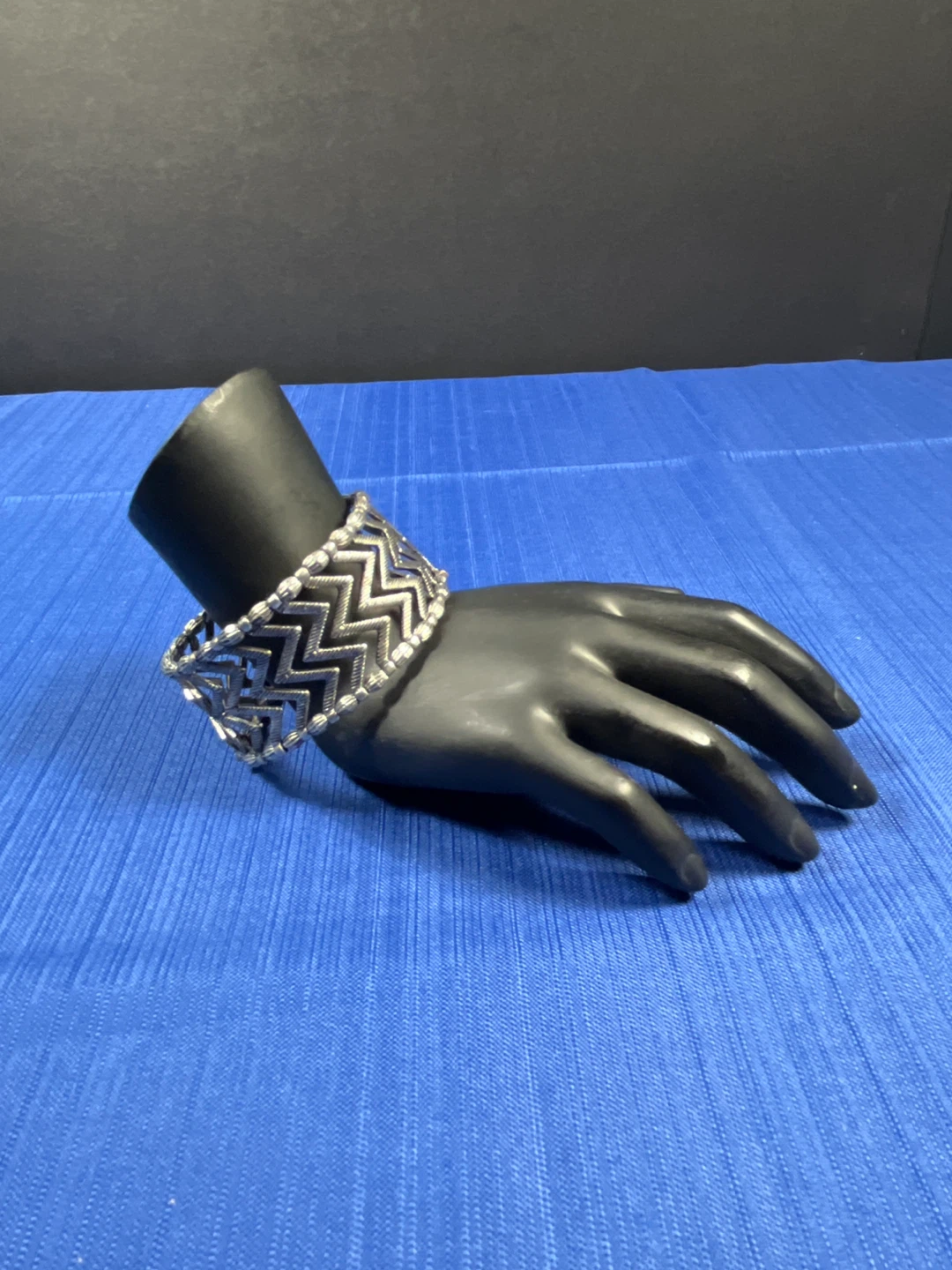 Silver Chevron Zig Zag Cuff Bracelet